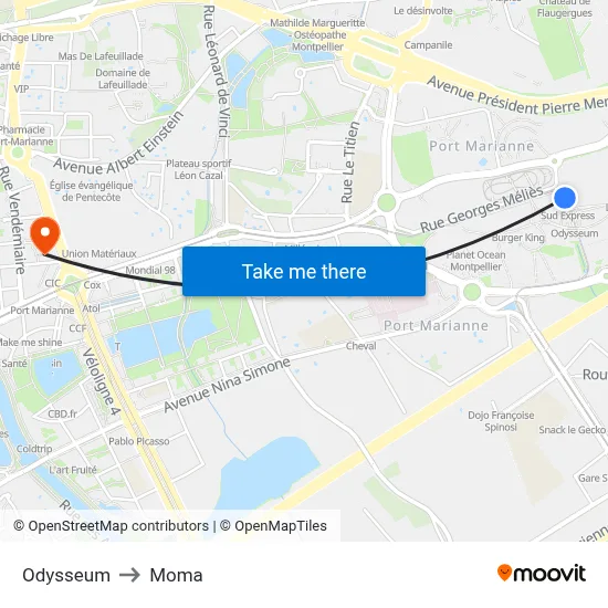 Odysseum to Moma map