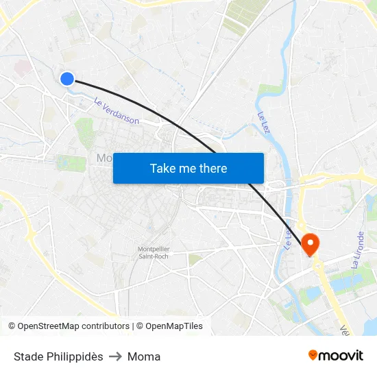 Stade Philippidès to Moma map