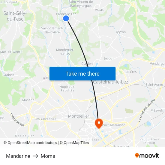 Mandarine to Moma map