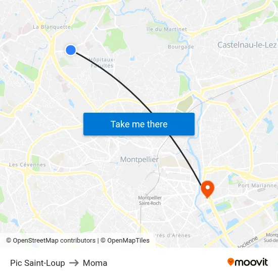 Pic Saint-Loup to Moma map