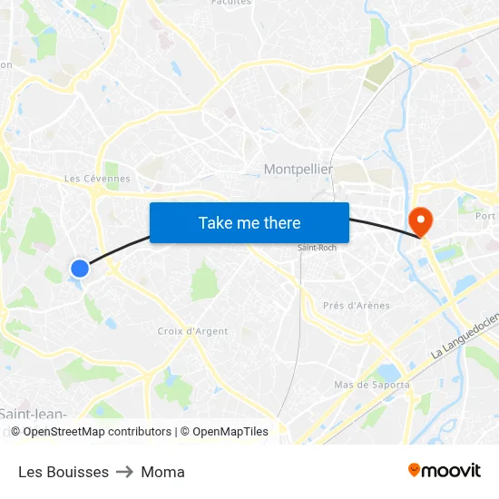 Les Bouisses to Moma map