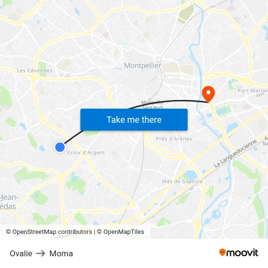 Ovalie to Moma map