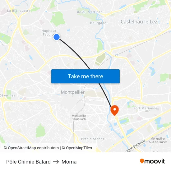 Pôle Chimie Balard to Moma map