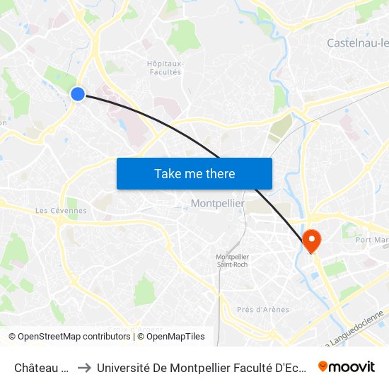 Château D'Ô to Université De Montpellier Faculté D'Economie map