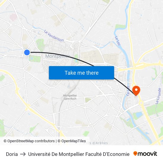 Doria to Université De Montpellier Faculté D'Economie map