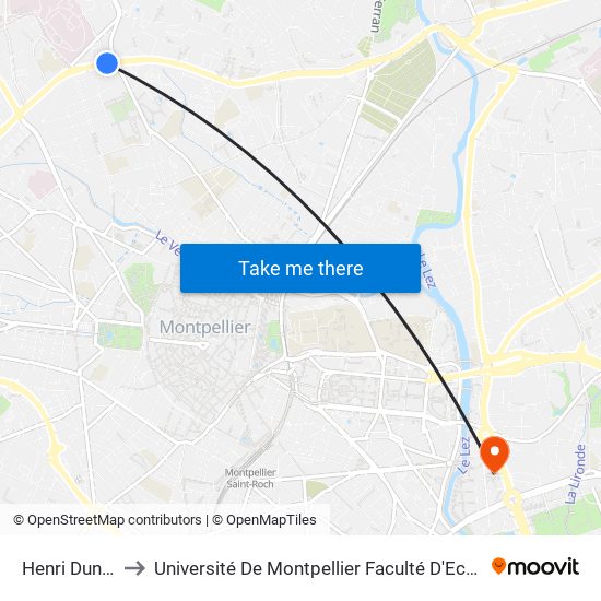 Henri Dunant to Université De Montpellier Faculté D'Economie map