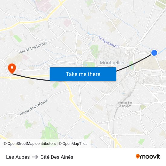 Les Aubes to Cité Des Aînés map