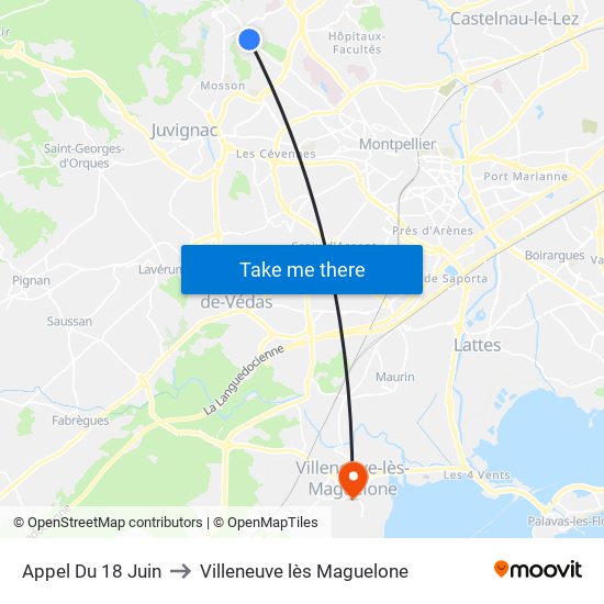 Appel Du 18 Juin to Villeneuve lès Maguelone map