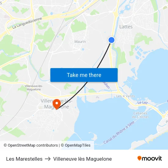 Les Marestelles to Villeneuve lès Maguelone map