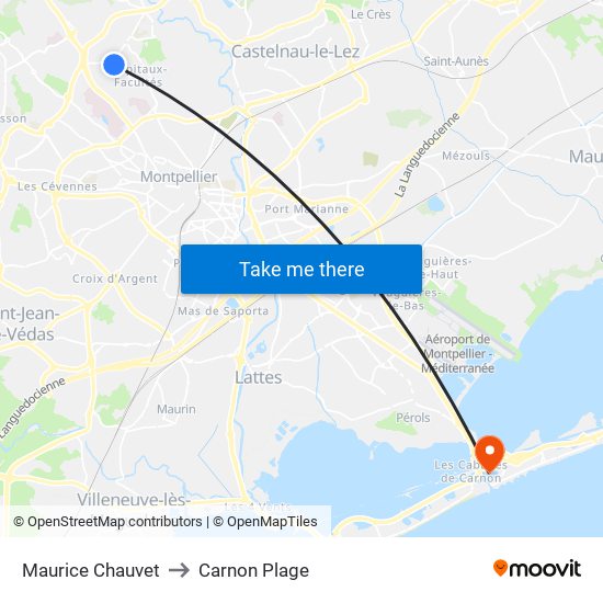 Maurice Chauvet to Carnon Plage map