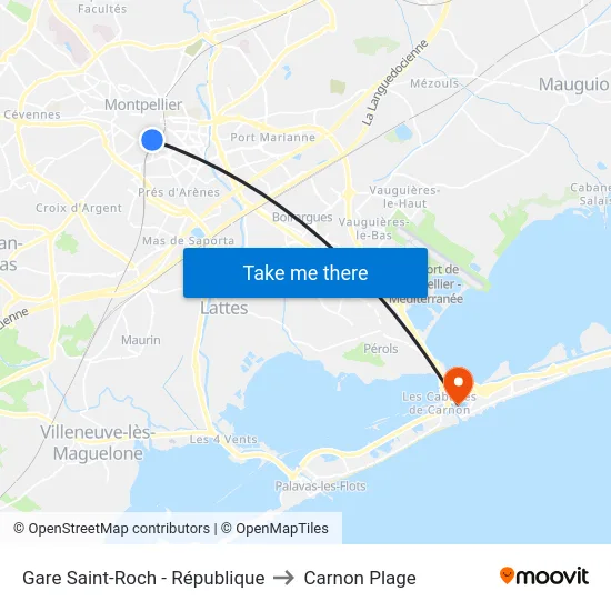 Gare Saint-Roch - République to Carnon Plage map