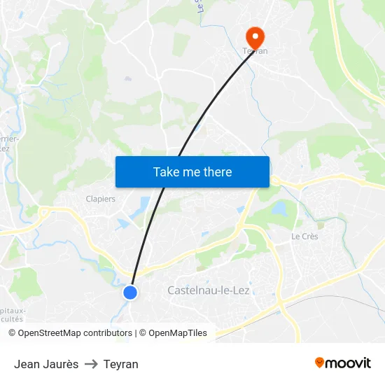 Jean Jaurès to Teyran map