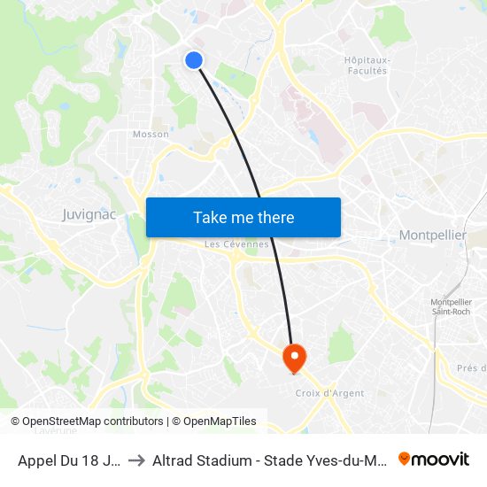 Appel Du 18 Juin to Altrad Stadium - Stade Yves-du-Manoir map