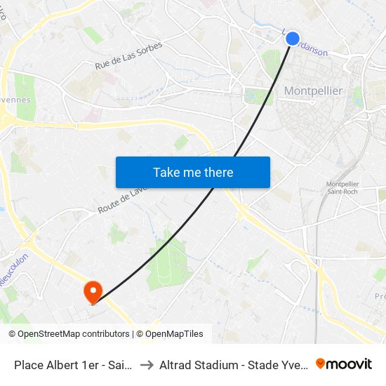 Place Albert 1er - Saint-Charles to Altrad Stadium - Stade Yves-du-Manoir map