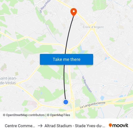 Centre Commercial to Altrad Stadium - Stade Yves-du-Manoir map