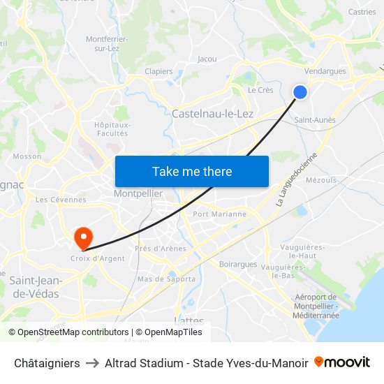 Châtaigniers to Altrad Stadium - Stade Yves-du-Manoir map