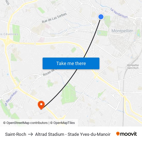 Saint-Roch to Altrad Stadium - Stade Yves-du-Manoir map