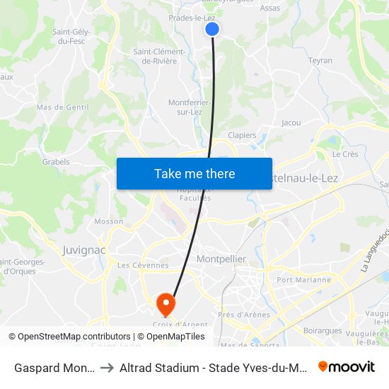 Gaspard Monge to Altrad Stadium - Stade Yves-du-Manoir map