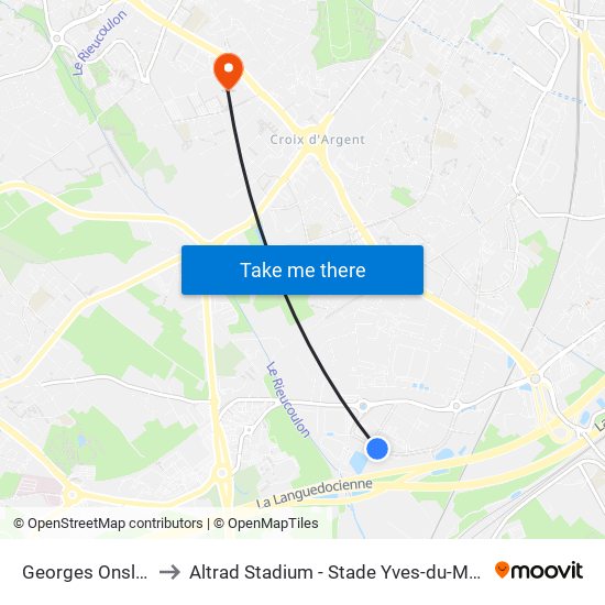 Georges Onslow to Altrad Stadium - Stade Yves-du-Manoir map