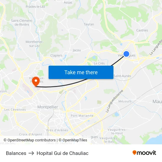 Balances to Hopital Gui de Chauliac map