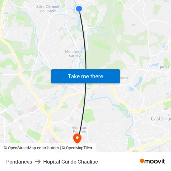 Pendances to Hopital Gui de Chauliac map