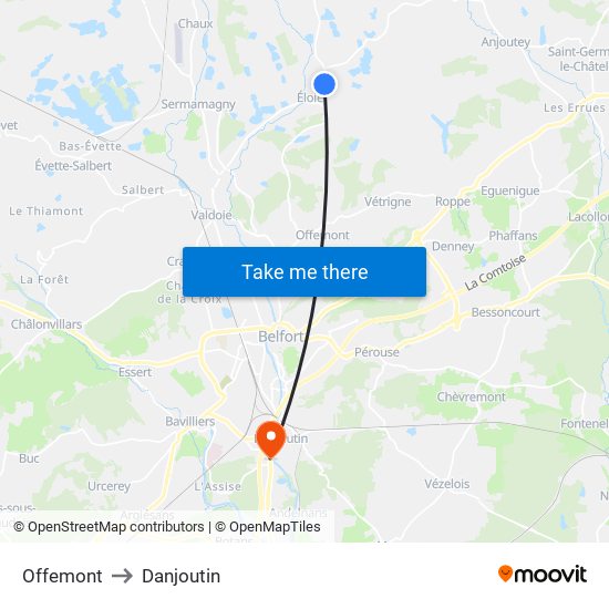 Offemont to Danjoutin map