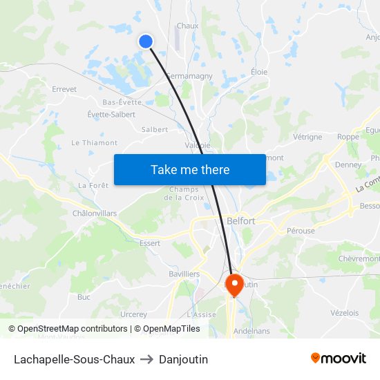 Lachapelle-Sous-Chaux to Danjoutin map