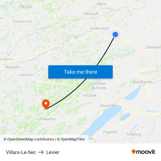 Villars-Le-Sec to Levier map