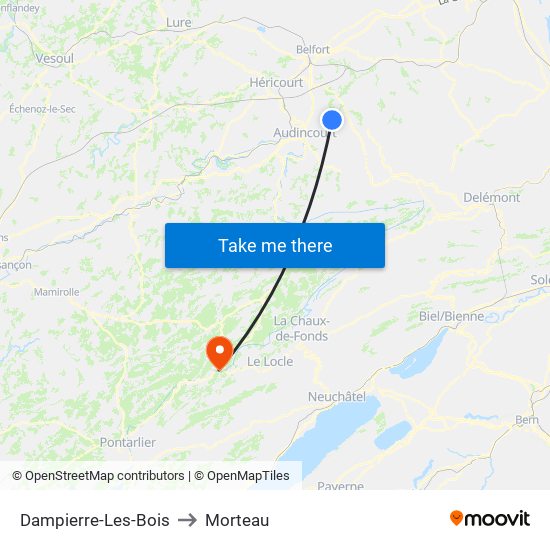 Dampierre-Les-Bois to Morteau map