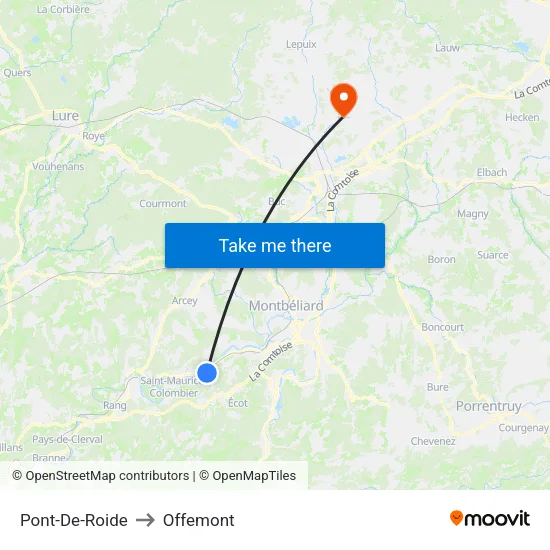 Pont-De-Roide to Offemont map