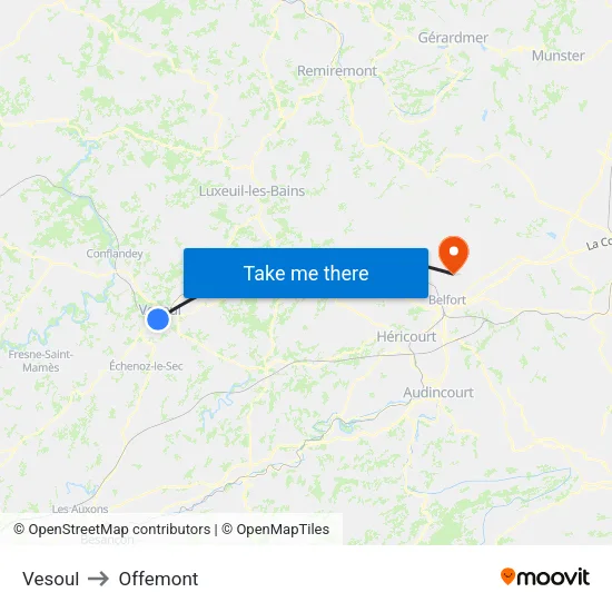 Vesoul to Offemont map