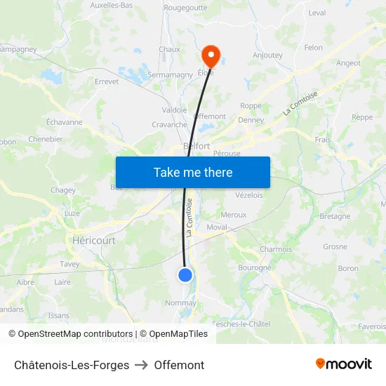 Châtenois-Les-Forges to Offemont map