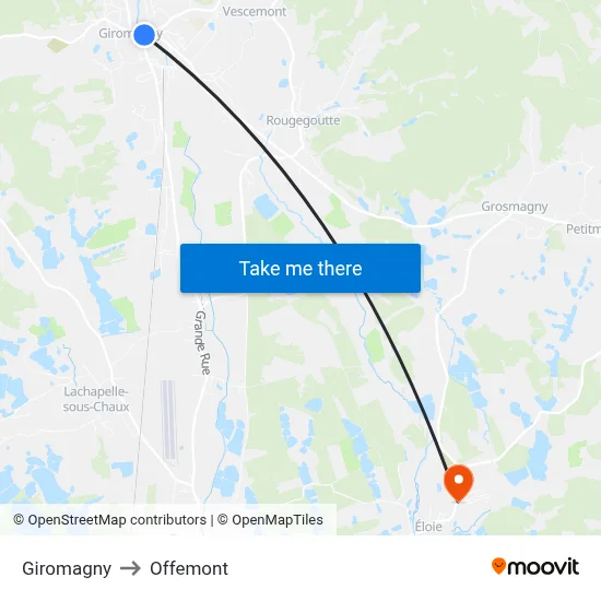 Giromagny to Offemont map