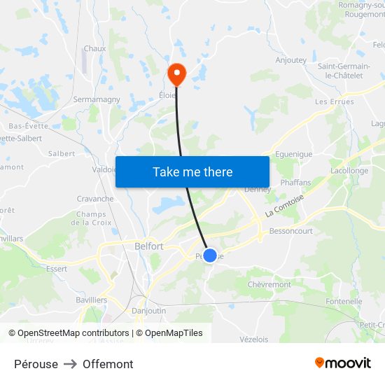 Pérouse to Offemont map