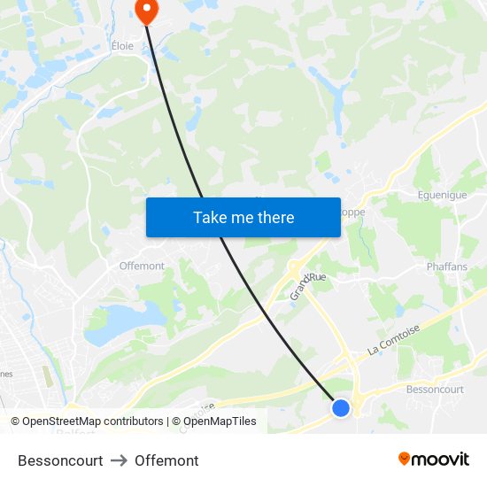 Bessoncourt to Offemont map