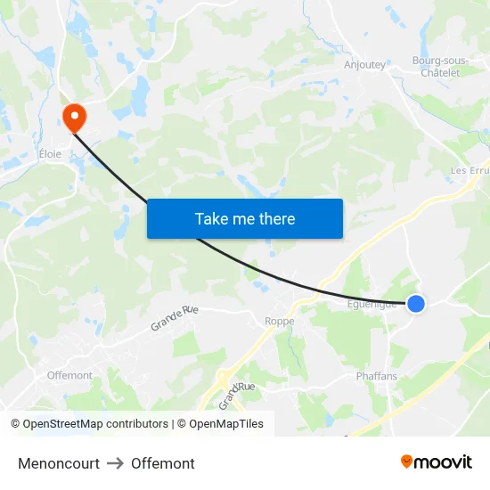 Menoncourt to Offemont map