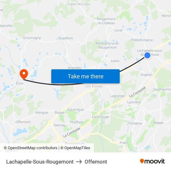 Lachapelle-Sous-Rougemont to Offemont map