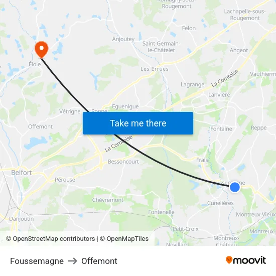 Foussemagne to Offemont map