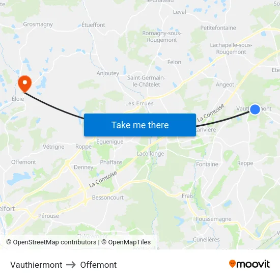 Vauthiermont to Offemont map