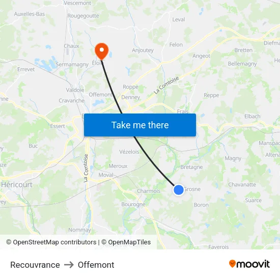 Recouvrance to Offemont map