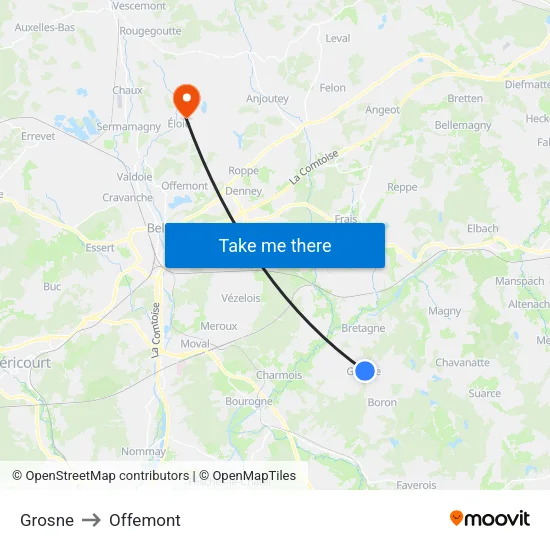 Grosne to Offemont map