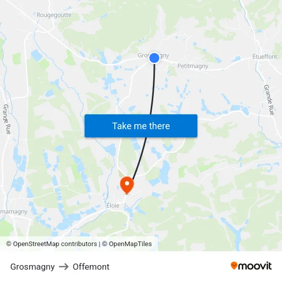 Grosmagny to Offemont map