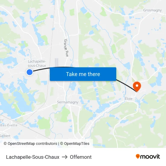 Lachapelle-Sous-Chaux to Offemont map