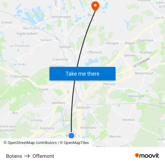 Botans to Offemont map