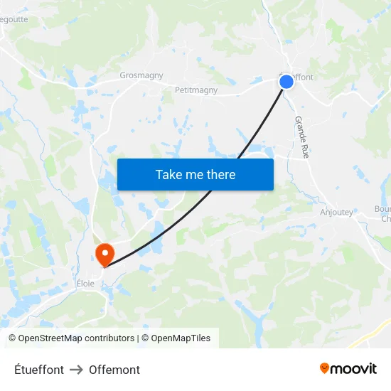 Étueffont to Offemont map