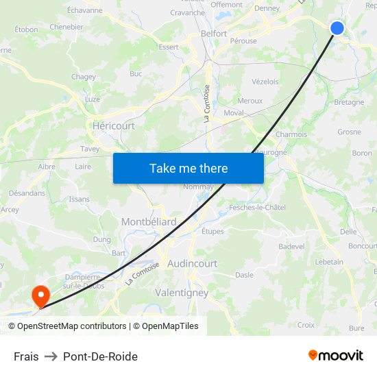 Frais to Pont-De-Roide map