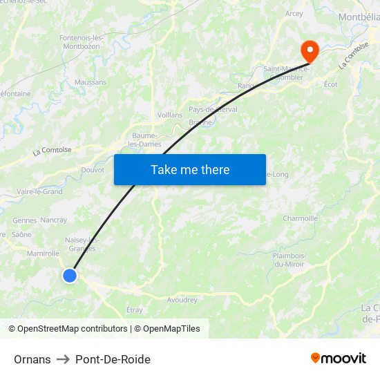 Ornans to Pont-De-Roide map