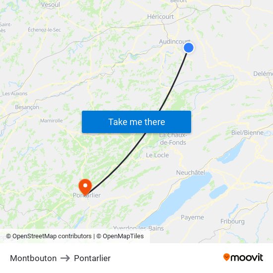 Montbouton to Pontarlier map