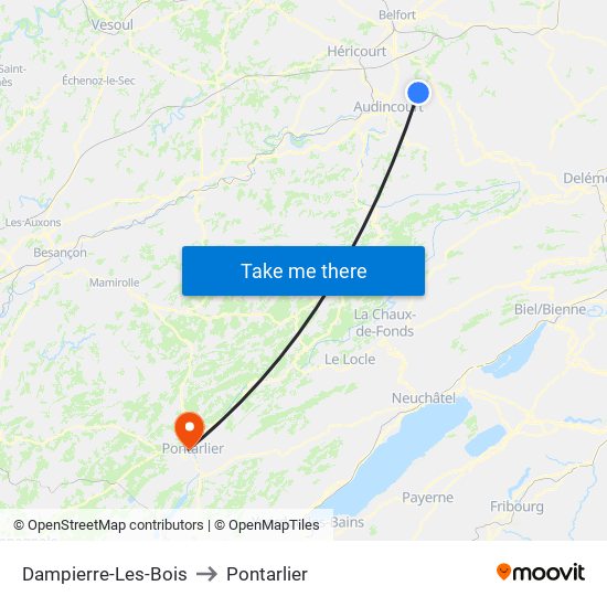 Dampierre-Les-Bois to Pontarlier map