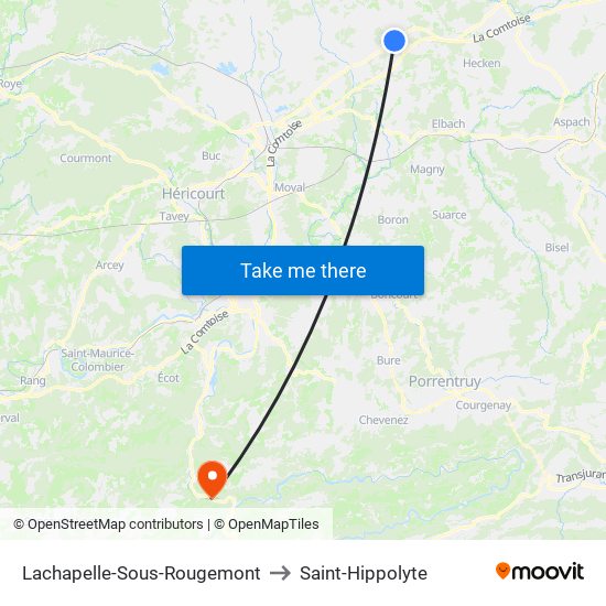 Lachapelle-Sous-Rougemont to Saint-Hippolyte map